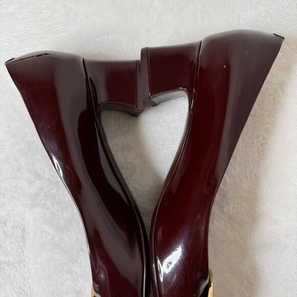 Louis Vuitton Shoes Pumps Patent Leather Burgundy Wine Loafer Size 37 Office - Picture 6 of 13